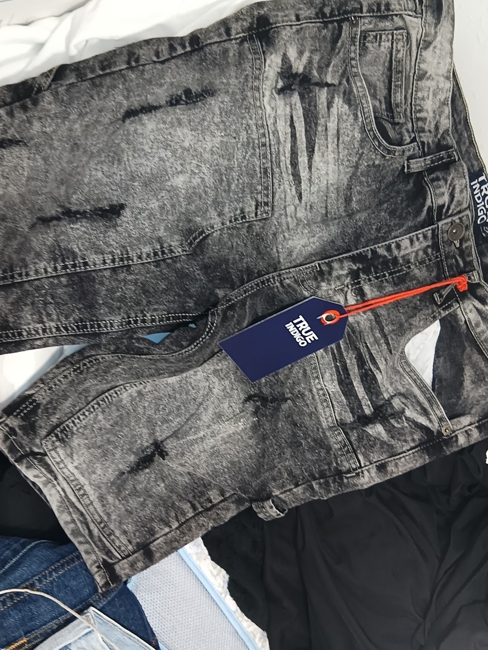 Indigo Men’s Black Grey Acid-Wash Slim Straight Jeans